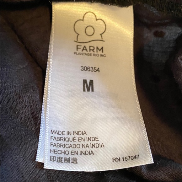 Farm Rio Plunging V-Neck Black Swiss Dot  Ruffled Eyelet Blouse bodysuit Size M - Picture 12 of 16